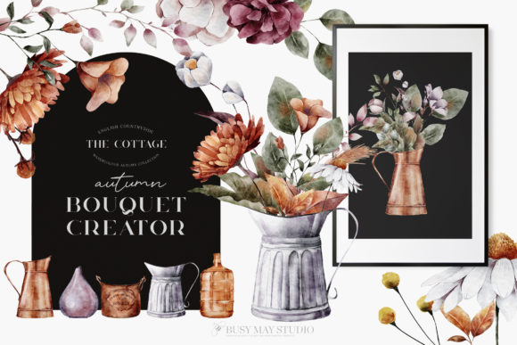 Autumn Bouquet Creator DIY Watercolor and Illustrations