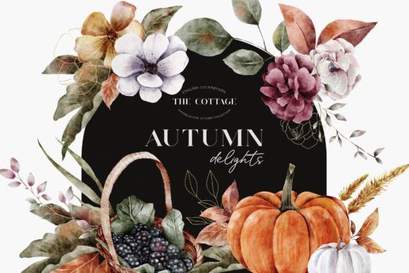 Autumn Compositions Watercolor PNG and Illustrations