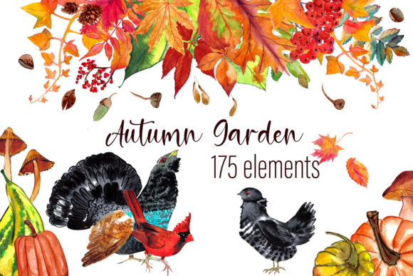Autumn Fall. Watercolor Forest Clipart