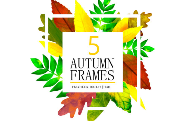 Autumn Leaves Digital Watercolor Frames and Illustrations