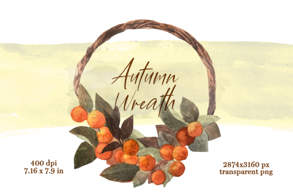 Autumn Watercolor Wreath PNG for Illustrations