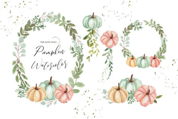 Elegant Fall Autumn Pumpkin Watercolor Illustrations