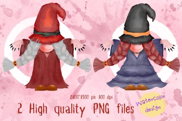 Halloween Fancy Gnome Watercolor Illustrations