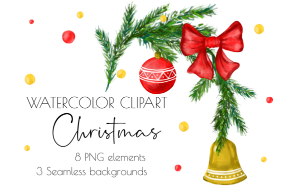 Hand-painted Watercolor Christmas Clipar Illustrations