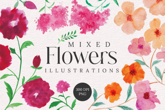Mixed Flowers Watercolor Illustrations
