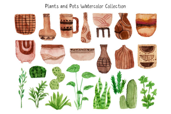 Plants and Pot Watercolor Collection