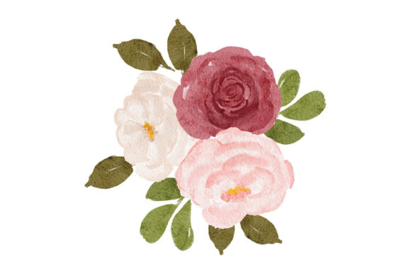 Rose Flower Watercolor Paint Bouquet Illustrations