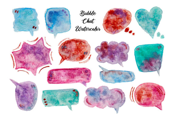 Shimmering Bubble Chat Watercolor Illustrations