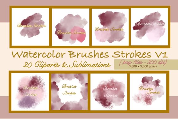 Watercolor Brushes Strokes V1 Clipart and Illustrations