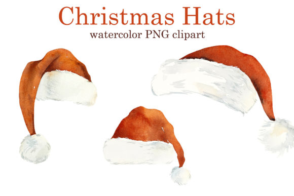 Watercolor Christmas Hats Illustrations