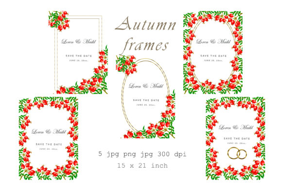 Watercolor Clipart, Frame Red Berry PNG