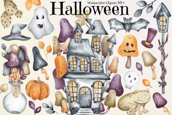 Watercolor Clipart “Halloween” and Illustrations