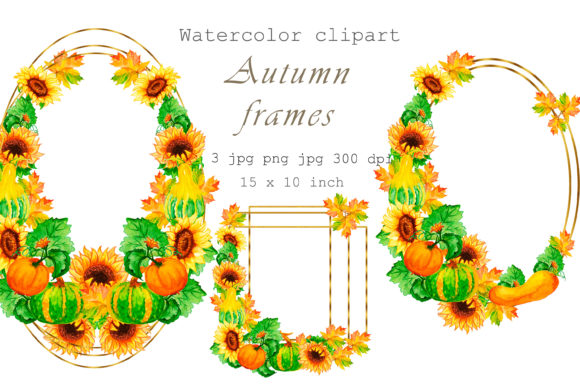 Watercolor Clipart of Sunflower Flowers and Illustrations