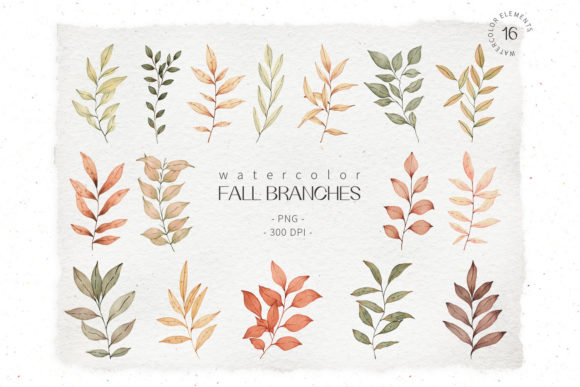 Watercolor Fall Branches Clipart