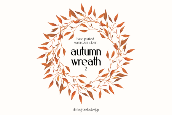 Watercolor Floral Autumn Wreath 2 and Illustrations