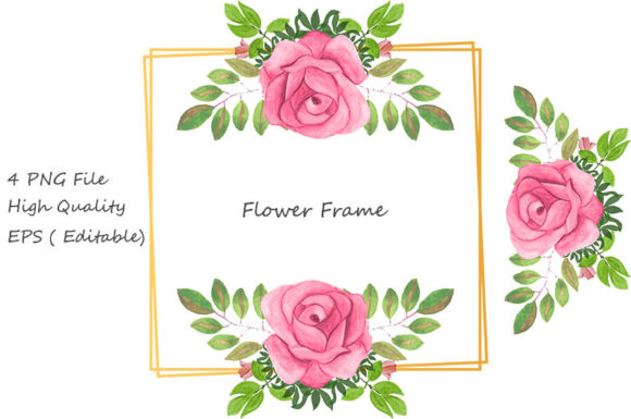 Watercolor Floral Frame with Flower PNG