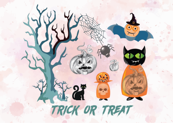 Watercolor Halloween Clipart PNG, SVG