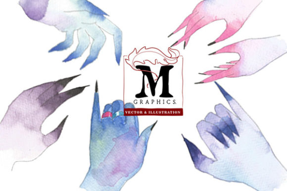 Watercolor Hands Halloween Illustrations