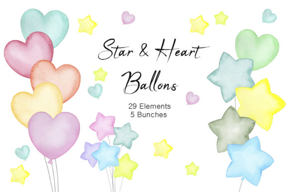 Watercolor Heart Balloons Clipart and Illustrations