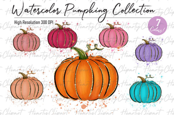 Watercolor Pumpkin Clipart and Illustrations