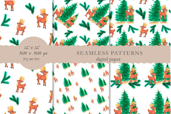 Watercolor Seamless Pattern.Paper Winter Illustrations