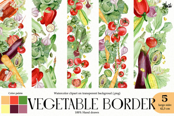 Watercolor Vegetable Border Illustrations