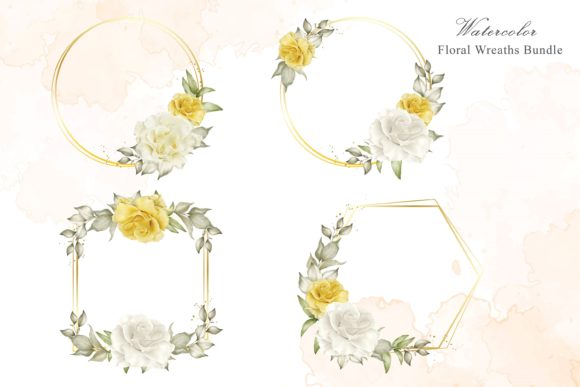 Watercolor Yellow Floral Frame Template