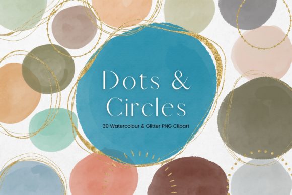 Watercolour and Glitter Circles Illustrations